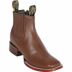 Botines Charros de Venado Punta Cuadrada con Zipper Color Cafe WW