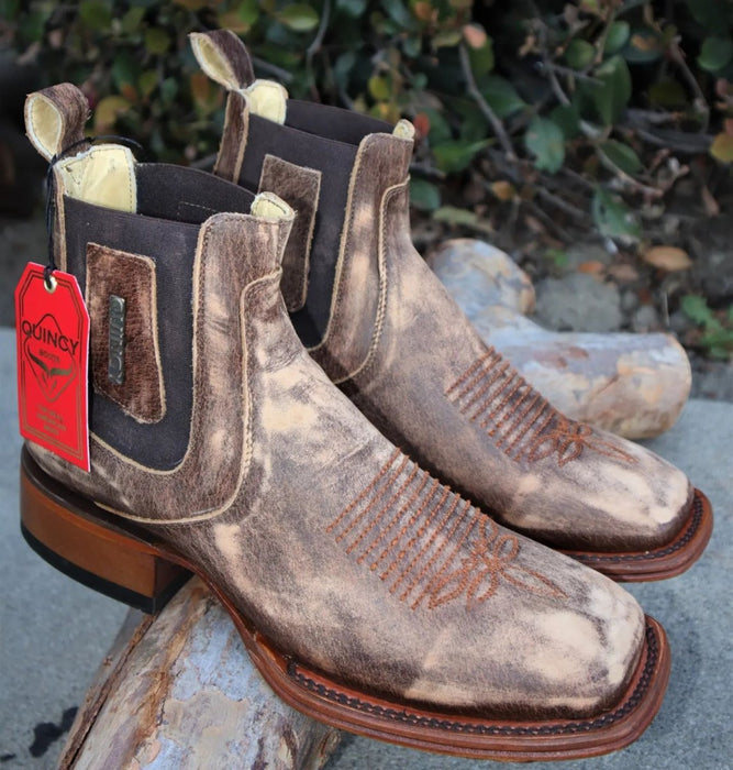 Botines Charros Quincy con Punta Cuadrada Color Bronce