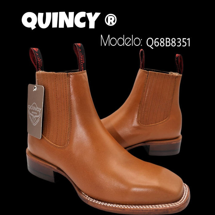 Botines Charros Quincy con Punta Cuadrada Color Miel