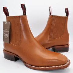 Botines Charros Quincy con Punta Cuadrada Color Miel