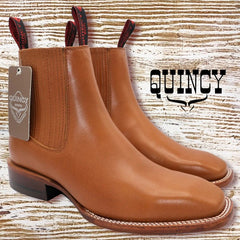 Botines Charros Quincy con Punta Cuadrada Color Miel