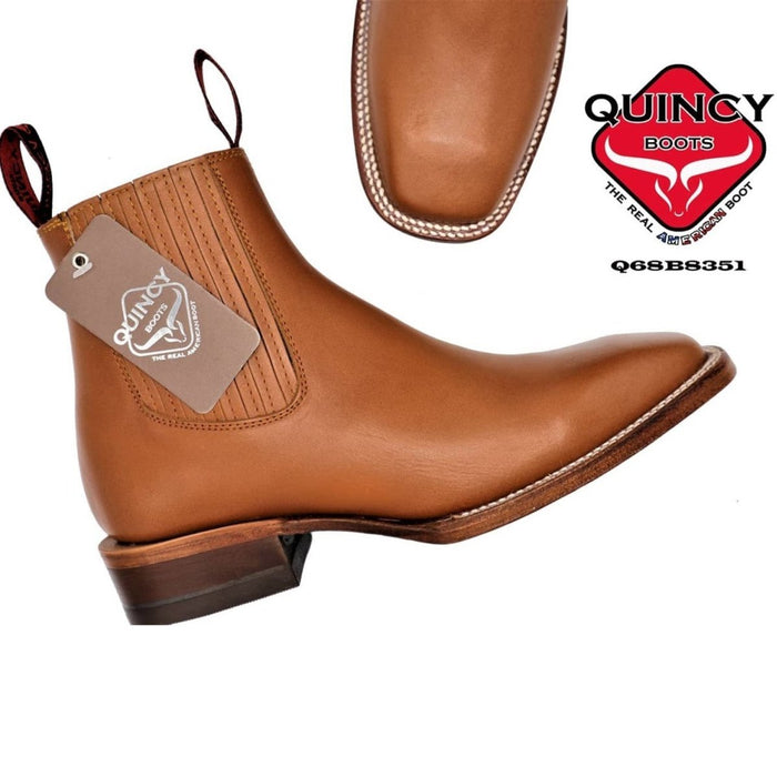 Botines Charros Quincy con Punta Cuadrada Color Miel