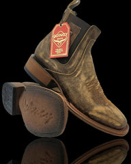 Botines Charros Quincy con Punta Cuadrada Color Miel