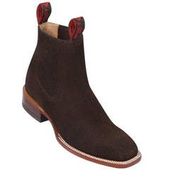 Botines Charros Quincy de Gamuza con Punta Cuadrada Color Chocolate