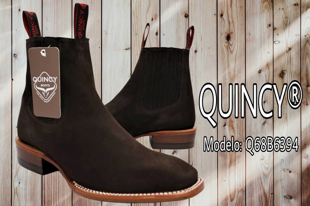 Botines Charros Quincy de Gamuza con Punta Cuadrada Color Chocolate