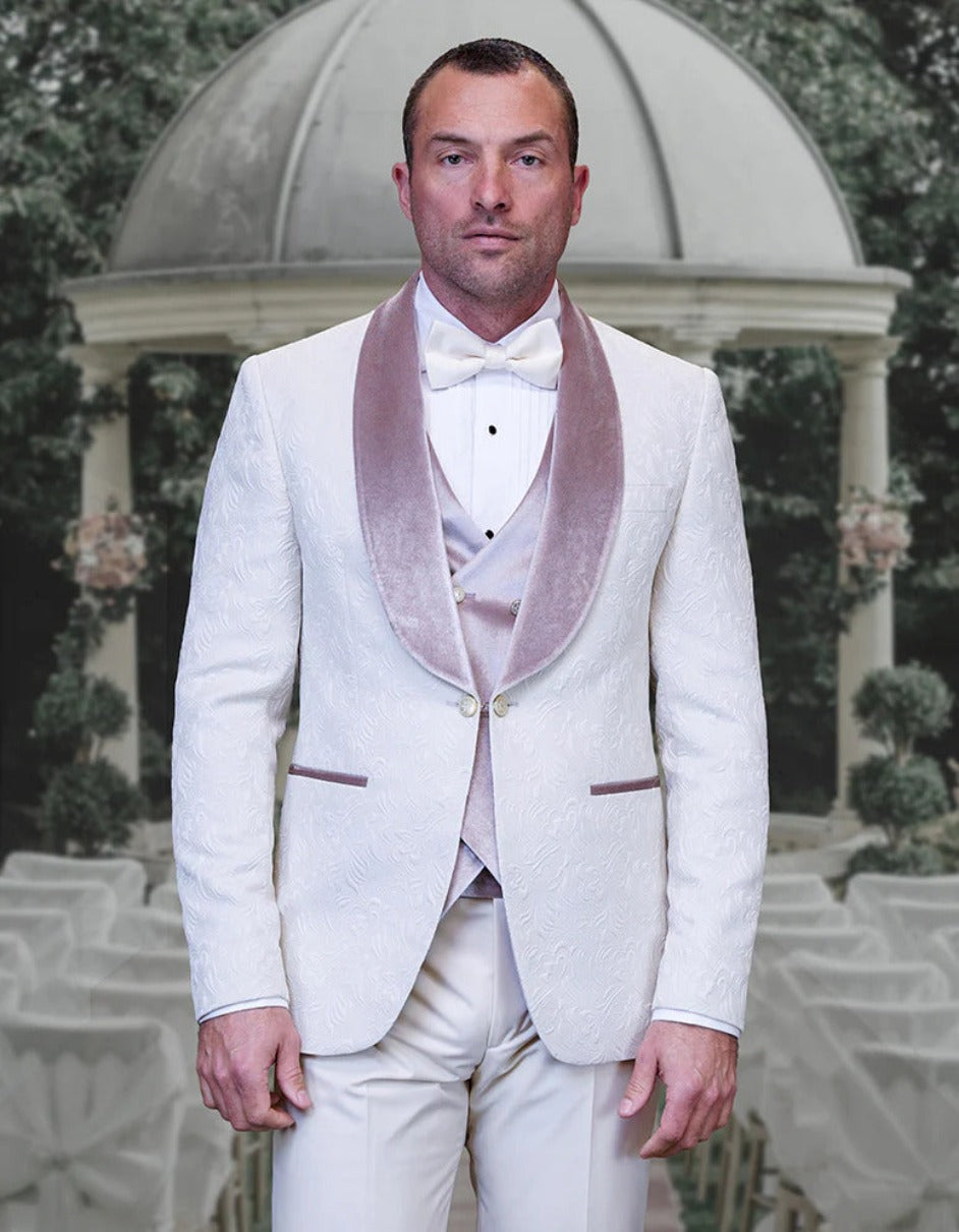 Trajes De Dombre Para Boda - Trajes De Novio - Traje Para Hombre - Ivory  Velvet Suit