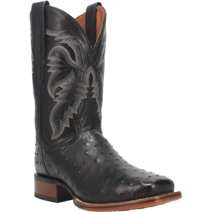 Dan Post Men's Alamosa Full Quill Ostrich Square Toe Boots - Black