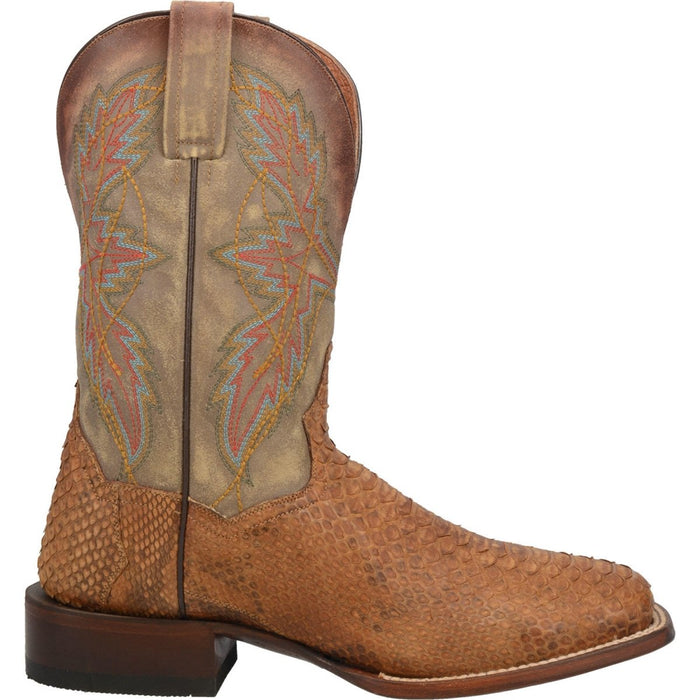 Dan Post Men's Dry Gulch Python Snakeskin Square Toe Boots - Tan