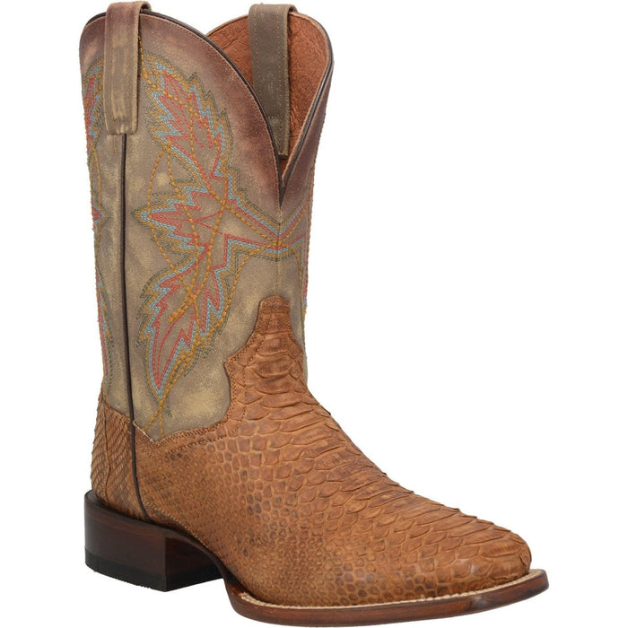 Dan Post Men's Dry Gulch Python Snakeskin Square Toe Boots - Tan