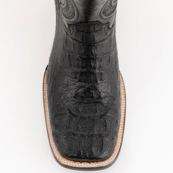 Botas vaqueras Dakota Hornback Caiman de Ferrini para hombre, con punta cuadrada, hechas a mano en color negro