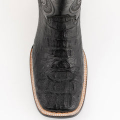 Botas vaqueras Dakota Hornback Caiman de Ferrini para hombre, con punta cuadrada, hechas a mano en color negro