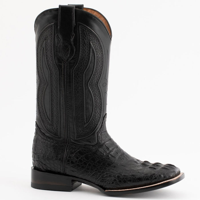 Botas vaqueras Dakota Hornback Caiman de Ferrini para hombre, con punta cuadrada, hechas a mano en color negro