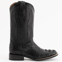 Botas vaqueras Dakota Hornback Caiman de Ferrini para hombre, con punta cuadrada, hechas a mano en color negro