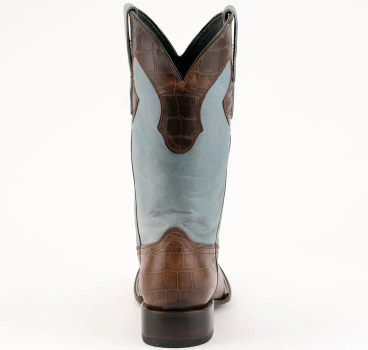 Botas de piel de cocodrilo con estampado de hombre Mustang de Ferrini, hechas a mano en marrón