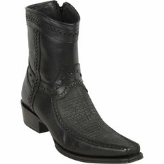 Botas cortas con punta europea de piel de lagarto para hombre de Los Altos - Negro lijado