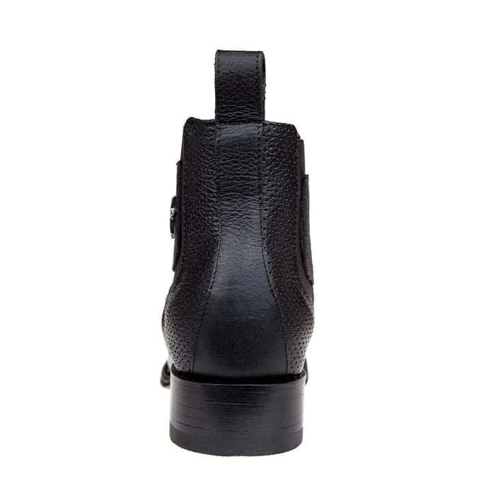 Botas cortas con puntera cuadrada y ancha en forma de caimán para hombre de Los Altos, color negro