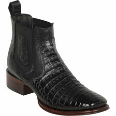 Botas cortas con puntera cuadrada y ancha en forma de caimán para hombre de Los Altos, color negro