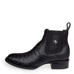 Botas cortas con puntera cuadrada y ancha en forma de caimán para hombre de Los Altos, color negro