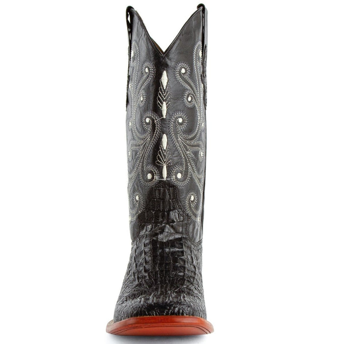 Botas de hombre Ferrini con estampado de cocodrilo Caiman hechas a mano en color negro