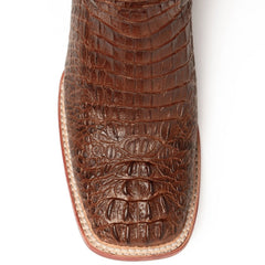 Men's Ferrini Caiman Crocodile Print Boots Handcrafted Rust