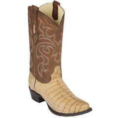 Botas con puntera recortada Los Altos Caiman Belly para hombre, color miel