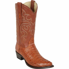 Botas con punta recortada Los Altos Caiman Tail para hombre, color coñac