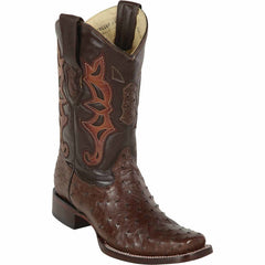 Men's Los Altos Genuine Ostrich Square Toe Boots - Brown