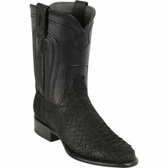 Men's Los Altos Original Python Boots Roper Toe - Black Suede