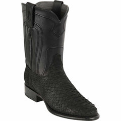 Botas de piel de pitón Los Altos Original para hombre, con punta de cuerda, de gamuza negra