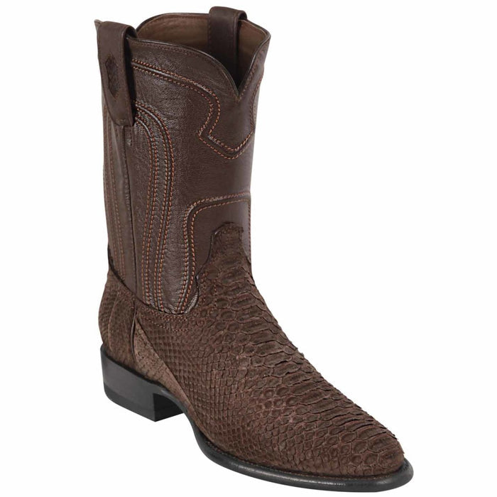 Botas de piel de pitón Los Altos Original para hombre, con punta de cuerda, de gamuza marrón