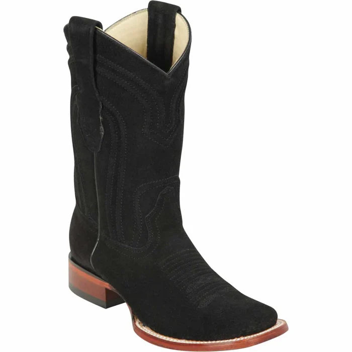 Botas de ante con punta cuadrada y ancho Los Altos para hombre, color negro