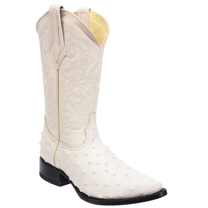 Botas con puntera en J de piel con estampado de avestruz para hombre - Buttercup