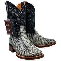 Men's Los Altos Python Skin Wide Square Toe Boots - Porto Brown