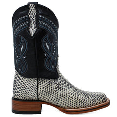 Men's Los Altos Python Skin Wide Square Toe Boots - Porto Brown