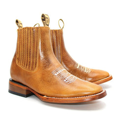 Men's Square Toe Ankle Boots Honey