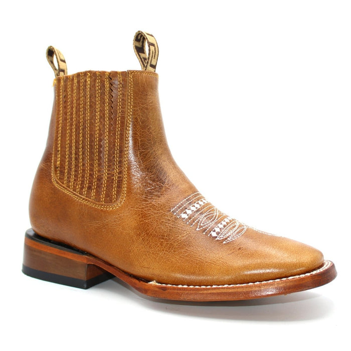 Men's Square Toe Ankle Boots Honey