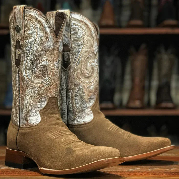 Botas de cuero con punta cuadrada Casper para hombre de Tanner Mark en marrón rústico