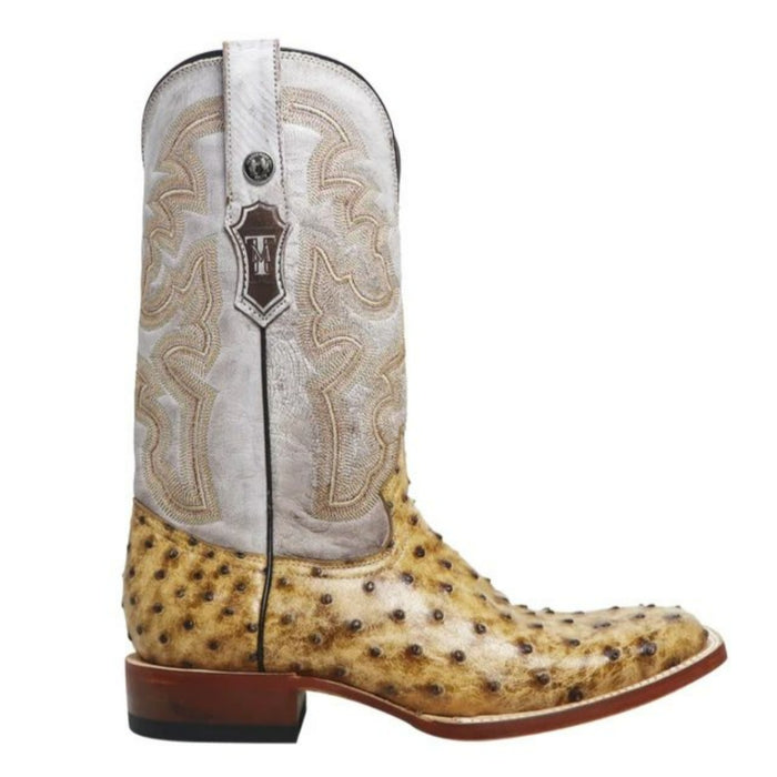 Tanner Mark Men's Dutton Print Ostrich Square Toe Boots Rustic Orix: