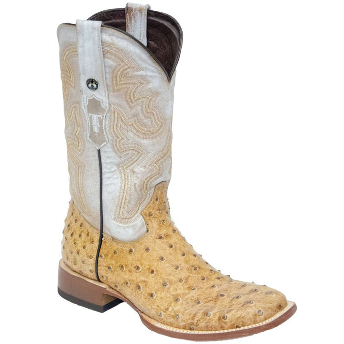 Tanner Mark Men's Dutton Print Ostrich Square Toe Boots Rustic Orix: