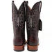 Tanner Mark Men's Genuine Full Quill Ostrich Square Toe Boots Black Cherry