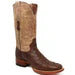 Tanner Mark Men's Genuine Full Quill Ostrich Square Toe Boots Cherry Wood