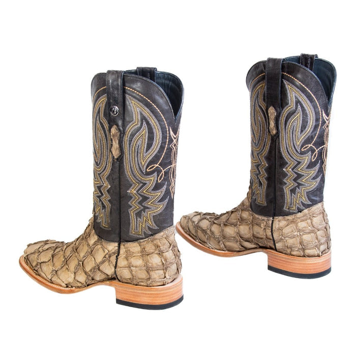 Tanner Mark Men's Genuine Monster Fish Square Toe Boots Blue