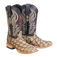 Tanner Mark Men's Genuine Monster Fish Square Toe Boots Oryx