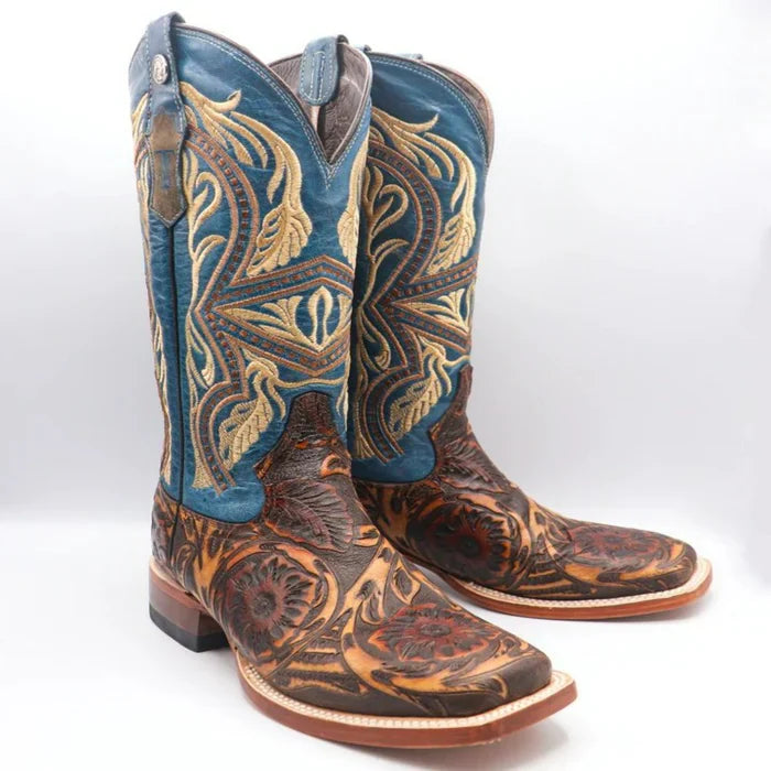 Tanner Mark Men's Jaw Dropper Hand Tooled Square Toe Boots Orix