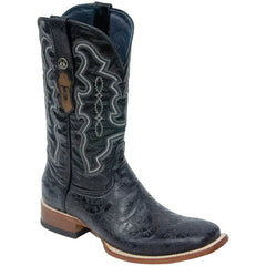 Tanner Mark Men's Leon Hand Tooled Square Toe Boots Black