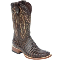 Tanner Mark Men's Marshall Print Caiman Tail Square Toe Boots Brown