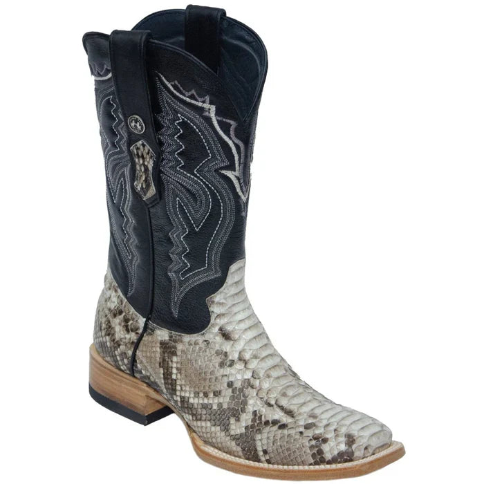 Tanner Mark Men's Medina Genuine Python Square Toe Boots Natural