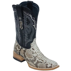 Tanner Mark Men's Medina Genuine Python Square Toe Boots Natural