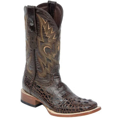 Tanner Mark Men's Print Caiman Hornback Square Toe Boots Brown