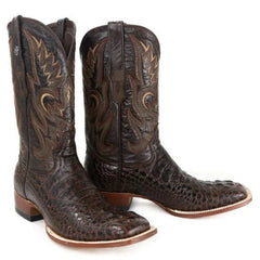 Tanner Mark Men's Print Caiman Hornback Square Toe Boots Brown